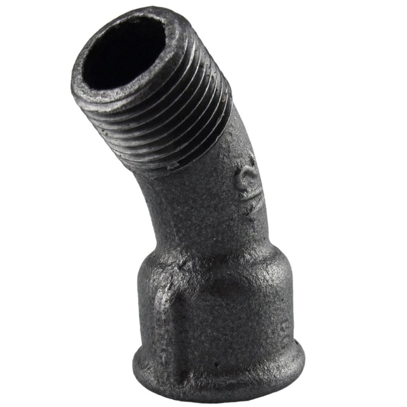 Raccord fonte malléable noir fileté Courbe 45° mâle femelle - 1"1/4 - Brute / Noire Raccord fonte malléable noir fileté Courbe 45° mâle femelle - 1"1/4 - Brute / Noire