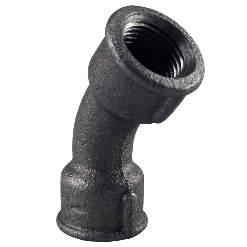Raccord fonte malléable noir fileté Courbe 45° femelle - 1" - Brute / Noire Raccord fonte malléable noir fileté Courbe 45° femelle - 1" - Brute / Noire