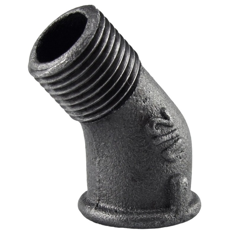 Raccord fonte malléable noir fileté Coude 45° mâle femelle - 3/4" - Brute / Noire Raccord fonte malléable noir fileté Coude 45° mâle femelle - 3/4" - Brute / Noire