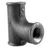 Raccord fonte malléable noir Té femelle à embranchement cintré - 3/4" - Brute / Noire