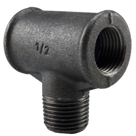 Raccord fonte malléable noir Té femelle avec embranchement Mâle - 3/4" - Brute / Noire