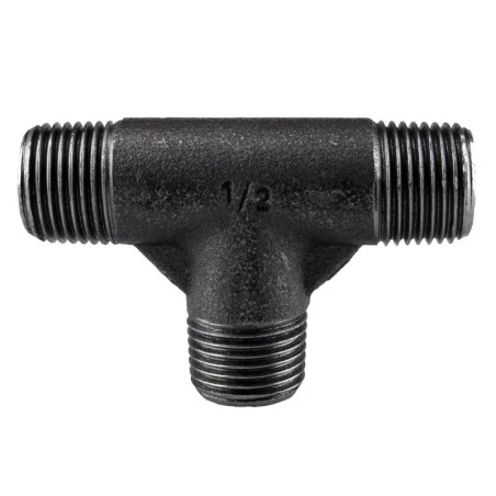 Raccord fonte malléable noir fileté Té mâle - 3/4" - Brute / Noire