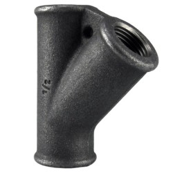 Raccord fonte malléable noir fileté Té femelle 45° - 1/2" - Brute / Noire