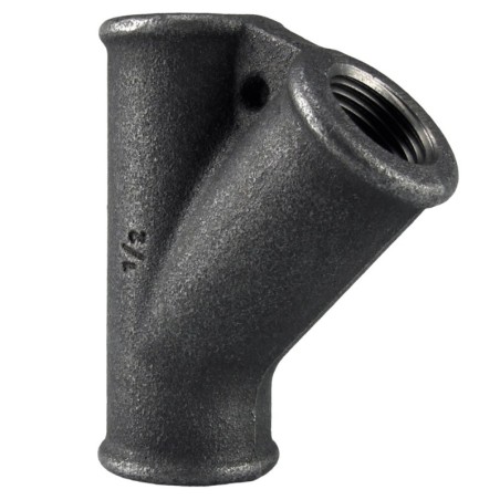 Raccord fonte malléable noir fileté Té femelle 45° - 2" - Brute / Noire