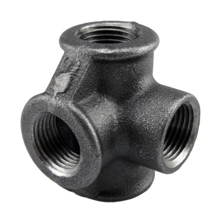 Raccord fonte malléable noir fileté Distributeur femelle à Té - 1/2" - Brute / Noire