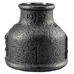 Raccord fonte malléable noir fileté Manchon réduit femelle - Brute / Noire - 1"1/2 - 1"