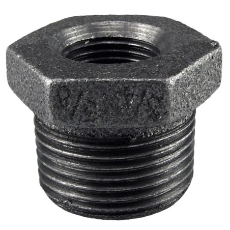 Raccord fonte malléable noir manchon réduit mâle et femelle - Brute / Noire - 1"1/4 - 1"