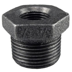 Raccord fonte malléable noir manchon réduit mâle et femelle - Brute / Noire - 2"1/2 - 1"