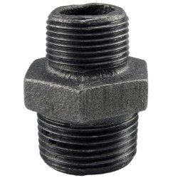 Raccord fonte malléable noir mamelon réduit mâle - Brute / Noire - 2" - 1"