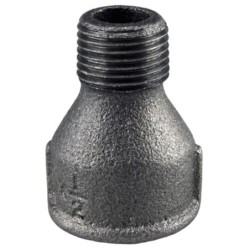 Raccord fonte malléable noir fileté Manchon réduit femelle mâle - Brute / Noire - 1" - 1/2"