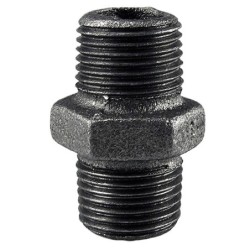Raccord fonte malléable noir fileté Mamelon mâle filetage droite/droite - 1/2" - Brute / Noire