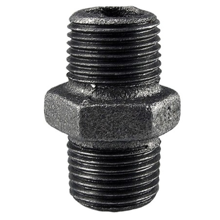 Raccord fonte malléable noir fileté Mamelon mâle filetage droite/droite - 2"1/2 - Brute / Noire