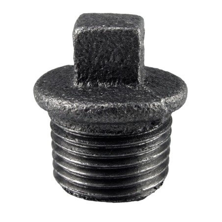 Raccord fonte malléable noir bouchon mâle avec bourrelet et fileté - 1/8" - Brute / Noire