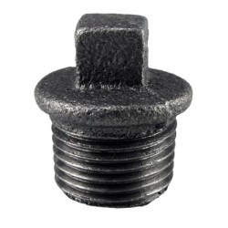 Raccord fonte malléable noir bouchon mâle avec bourrelet et fileté - 3" - Brute / Noire