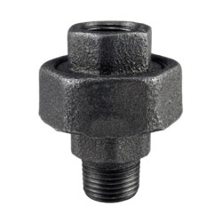 Raccord fonte malléable noir fileté Manchon union mâle et femelle à joint plat - 1/4" - Brute / Noire