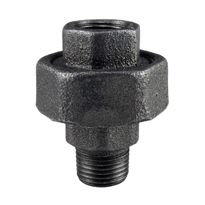 Raccord fonte malléable noir fileté Manchon union mâle et femelle à joint plat - 1"1/4 - Brute / Noire