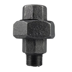 Raccord fonte malléable noir Manchon union mâle et femelle conique - 1" - Brute / Noire