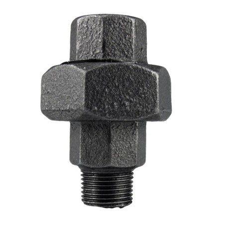Raccord fonte malléable noir Manchon union mâle et femelle conique - 1" - Brute / Noire