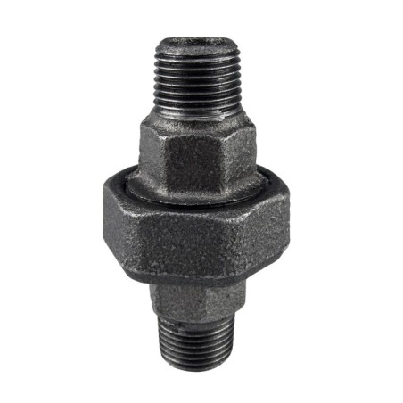 Raccord fonte malléable noir manchon union mâle à joint conique - 2" - Brute / Noire