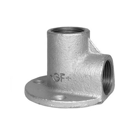 Applique fonte malléable coudée 90° FF galvanisée - 3/4"