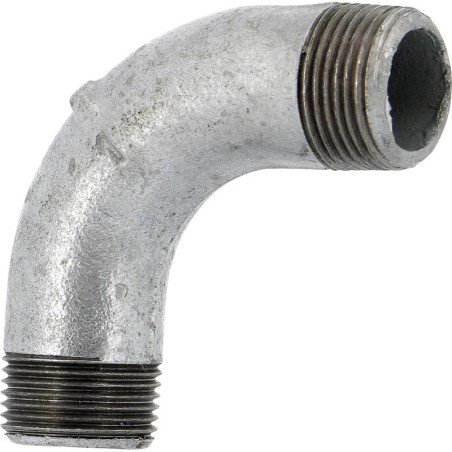 Raccord fonte malléable galvanisé fileté Courbe grand rayon 90° mâle mâle - 1"1/4 - Galvanisée / Galva