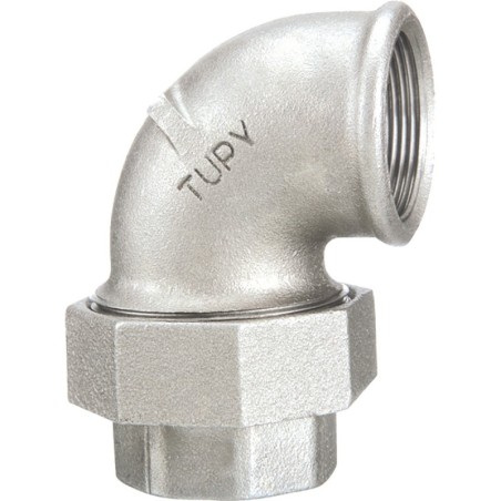 Raccord fonte malléable galvanisé fileté Coude union femelle à joint conique - 1/2" - Galvanisée / Galva