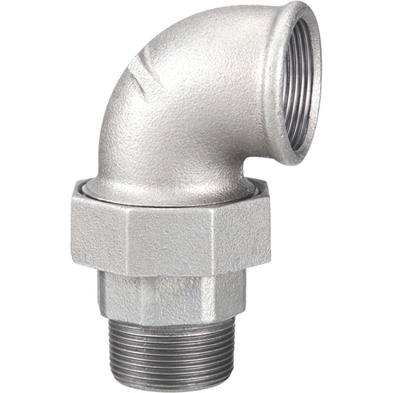 Raccord fonte malléable galvanisé fileté Coude union mâle et femelle à joint conique - 2"1/2 - Galvanisée / Galva Raccord fonte malléable galvanisé fileté Coude union mâle et femelle à joint conique - 2"1/2 - Galvanisée / Galva