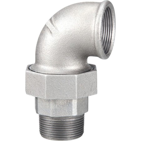 Raccord fonte malléable galvanisé fileté Coude union mâle et femelle à joint conique - 2"1/2 - Galvanisée / Galva