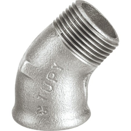 Raccord fonte malléable galvanisé fileté Coude 45° mâle femelle - 1" - Galvanisée / Galva