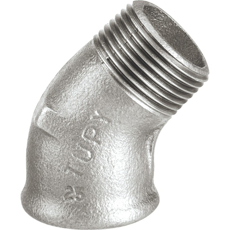 Raccord fonte malléable galvanisé fileté Coude 45° mâle femelle - 2" - Galvanisée / Galva Raccord fonte malléable galvanisé fileté Coude 45° mâle femelle - 2" - Galvanisée / Galva