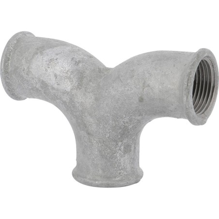Raccord fonte malléable galvanisé Té femelle à deux embranchements cintrés - 1/2" - Galvanisée / Galva