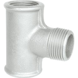 Raccord fonte malléable galvanisé fileté Té femelle avec embranchement Mâle - 1" - Galvanisée / Galva