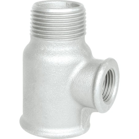 Raccord fonte malléable galvanisé fileté Té femelle avec une sortie Mâle - 1/2" - Galvanisée / Galva