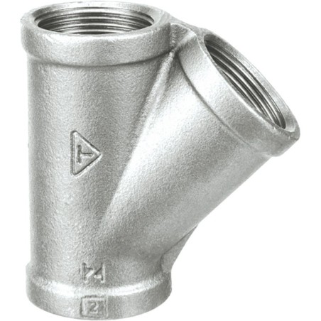Raccord fonte malléable galvanisé fileté Té femelle 45° - 3/4" - Galvanisée / Galva