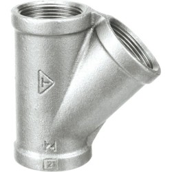 Raccord fonte malléable galvanisé fileté Té femelle 45° - 1"1/4 - Galvanisée / Galva