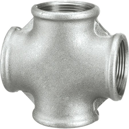 Raccord fonte malléable galvanisé fileté Croix femelle - 3/4" - Galvanisée / Galva