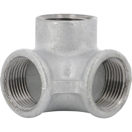 Raccord fonte malléable galvanisé fileté Distributeur femelle à coude - 1"1/2 - Galvanisée / Galva