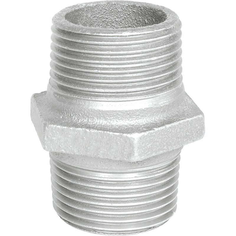 Raccord fonte malléable galvanisé fileté Mamelon mâle filetage droite/gauche - 1" - Galvanisée / Galva Raccord fonte malléable galvanisé fileté Mamelon mâle filetage droite/gauche - 1" - Galvanisée / Galva