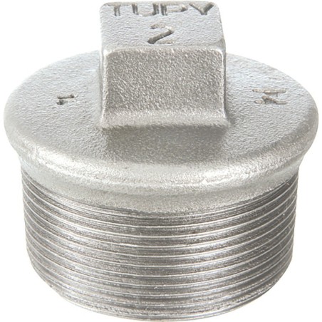 Raccord fonte malléable galvanisé fileté Bouchon mâle avec bourrelet - 1"1/2 - Galvanisée / Galva