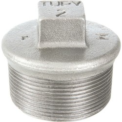 Raccord fonte malléable galvanisé fileté Bouchon mâle avec bourrelet - 2" - Galvanisée / Galva