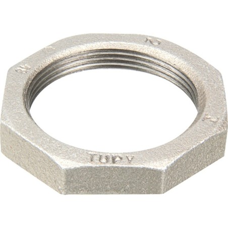 Raccord fonte malléable galvanisé fileté Contre-Écrous évidé - 1/4" - Galvanisée / Galva