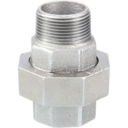 Raccord fonte malléable galvanisé fileté Manchon union mâle et femelle à joint plat - 1/4" - Galvanisée / Galva