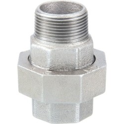 Raccord fonte malléable galvanisé fileté Manchon union mâle et femelle conique - 1"1/4 - Galvanisée / Galva