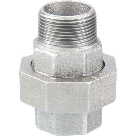 Raccord fonte malléable galvanisé fileté Manchon union mâle et femelle conique - 2" - Galvanisée / Galva