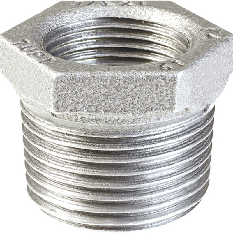 Raccord fonte galvanisé malléable fileté Manchon réduit mâle et femelle - Galvanisée / Galva - 3" - 1"1/2