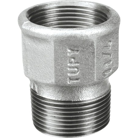 Raccord fonte malléable galvanisé fileté Manchon égal femelle et mâle - 3/8" - Galvanisée / Galva