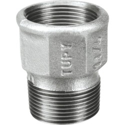 Raccord fonte malléable galvanisé fileté Manchon égal femelle et mâle - 1/2" - Galvanisée / Galva